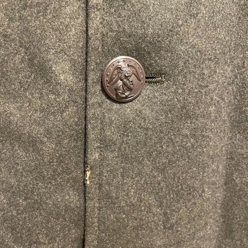 Vtg USMC K. Bessecaire Overcoat‎ Man's Wool Kersey 36S Green